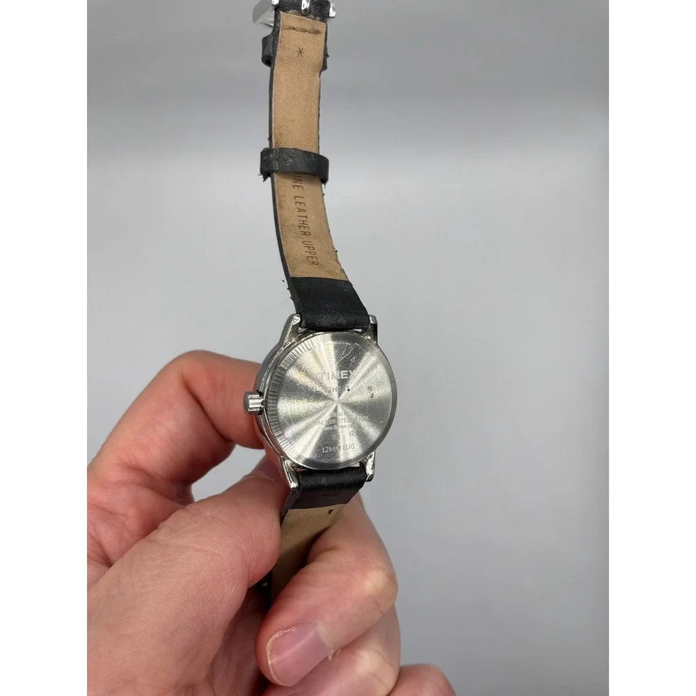 Timex Easy Reader T2H331 Womens Indiglo White Dial Black Leather Quartz Watch